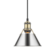 Golden Canada 3306-S AB-CH - Yep by Golden Lighting Orwell 1-light 8in Pendant in Aged Brass and Chrome shade
